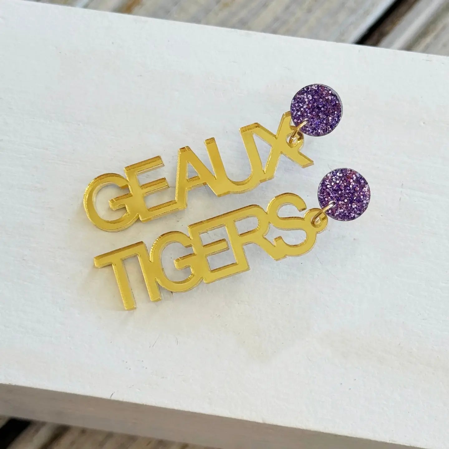 LSU Tigers Earrings Acrylic Geaux Tigers
