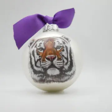 LSU Glass Mascot Ball Ornament