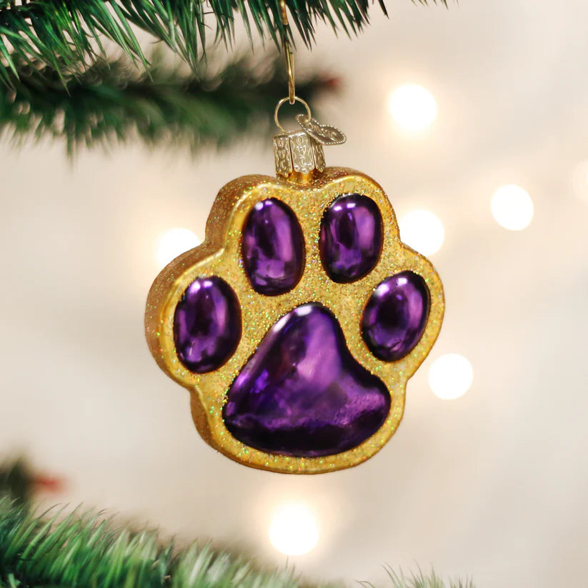Ornament Paw Print Purple & Gold