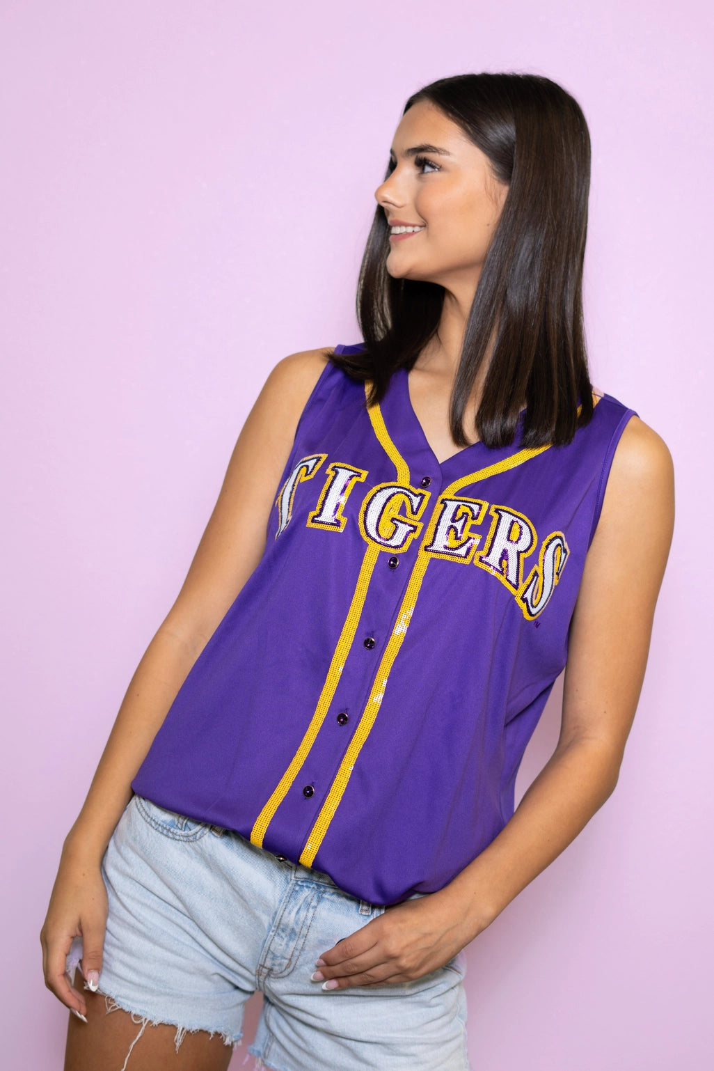 LSU Tigers Women's Tank Top Embroidery Baseball Jersey