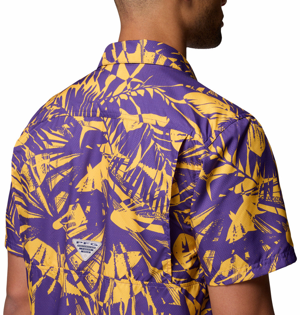 LSU Tigers Men's Columbia Super Slack Tide Shirt Fall 25 Livin Print