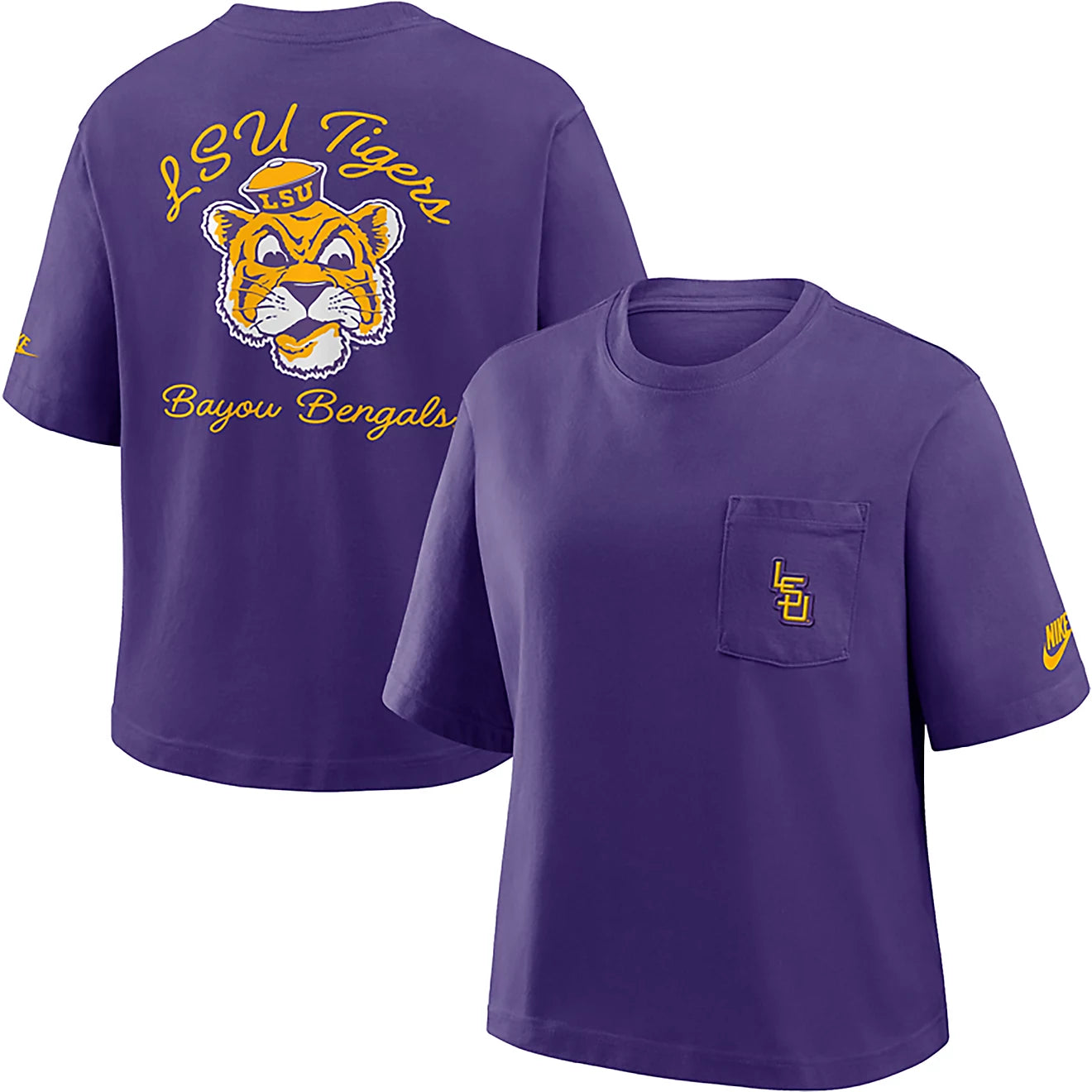 LSU Tigers Nike Women's Legacy Short Sleeve Boxy Pocket T-Shirt