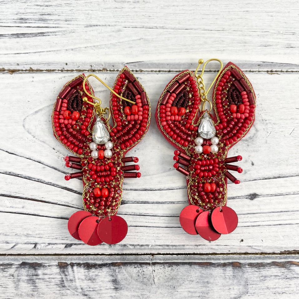 Earrings Elegant Bead Stone Crawfish