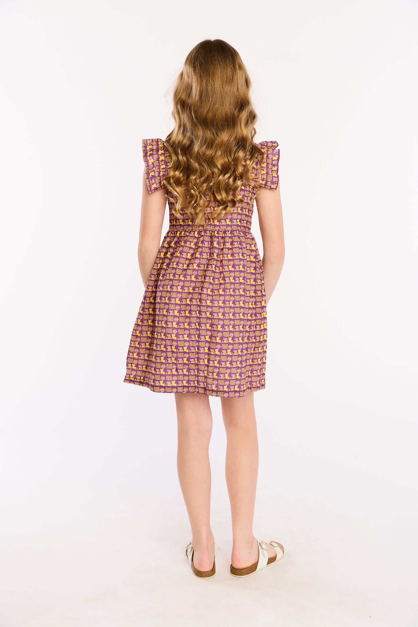 LSU Tigers Girls Flutter Sleeve Twill Dress