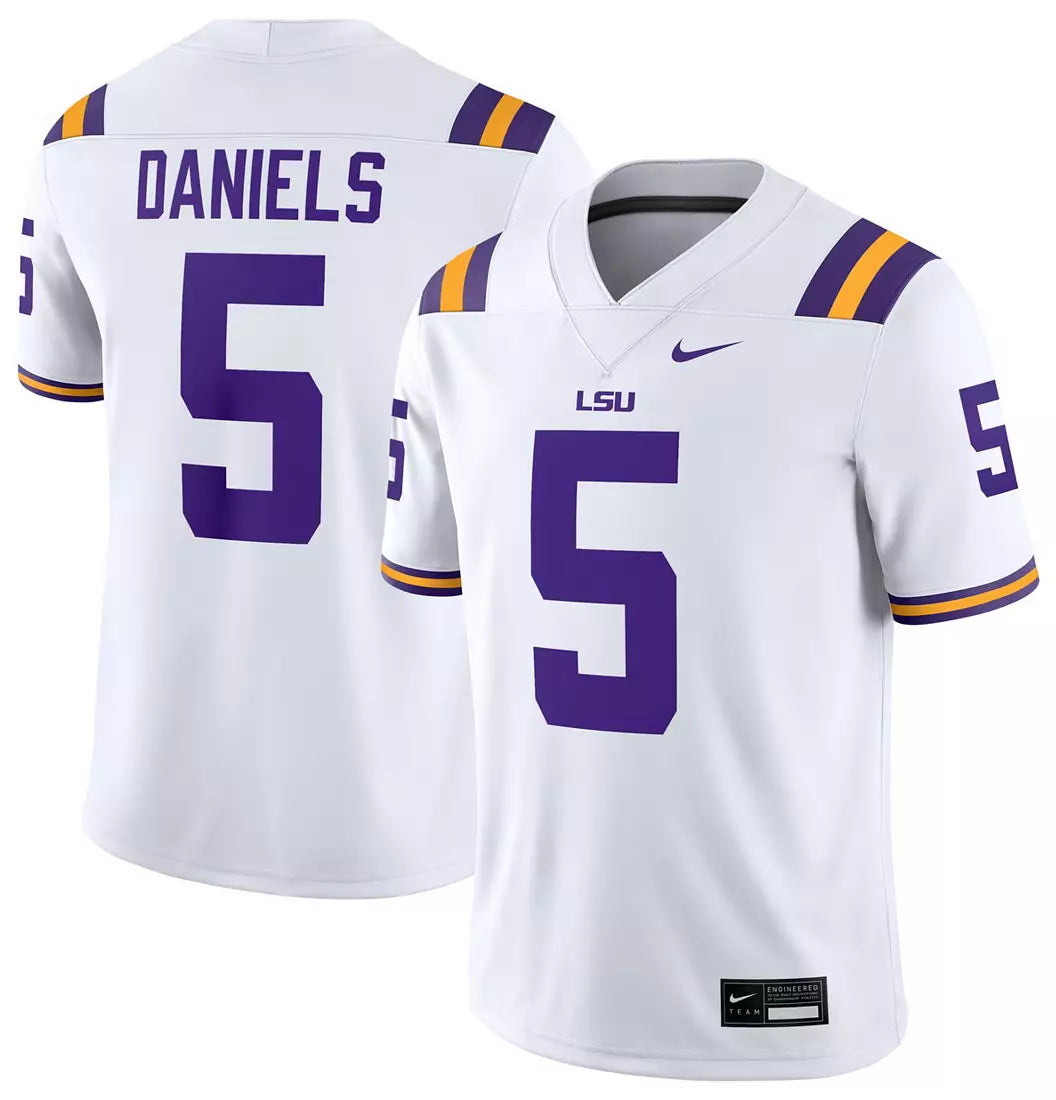 LSU Tigers Jayden Daniels Nike LSU Men's Home White Jersey