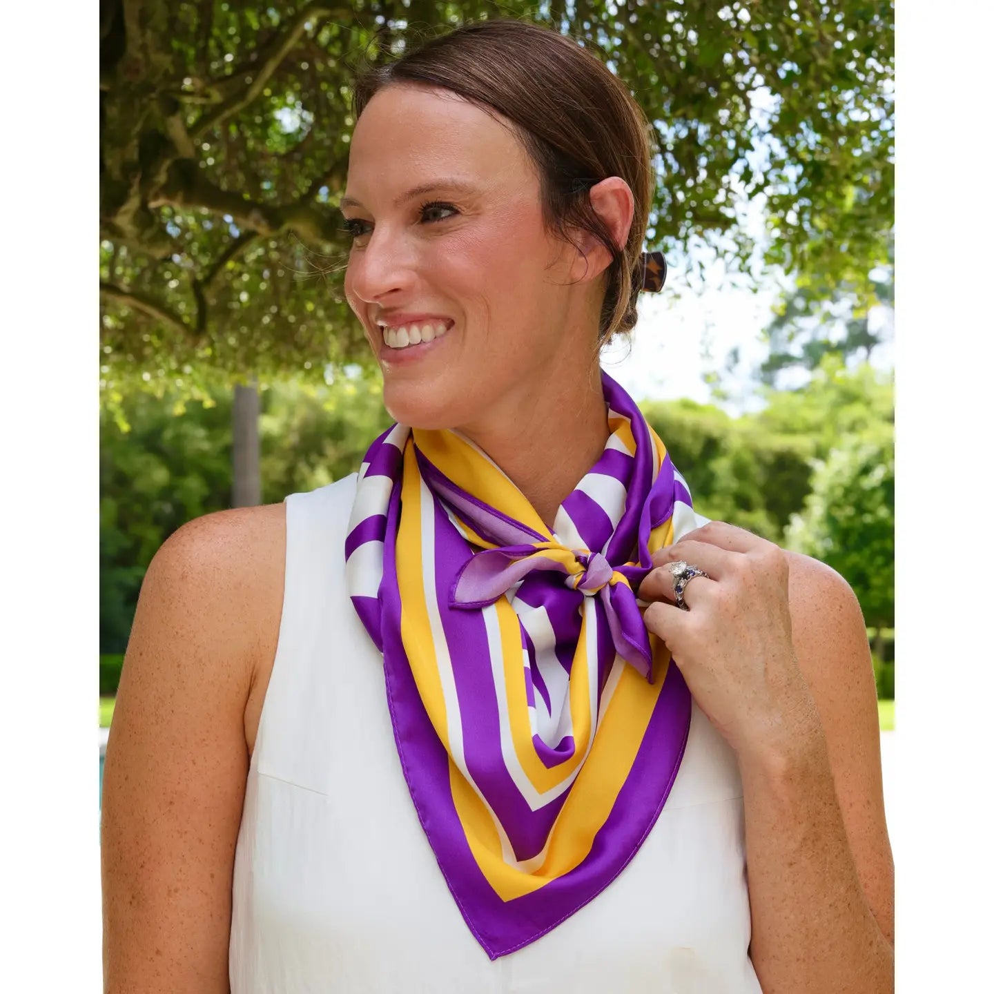 Scarf Harper Striped Purple & Gold