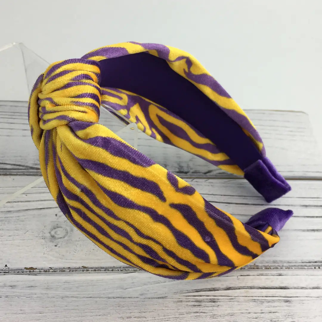 Headband Purple & Gold Stripe Knot