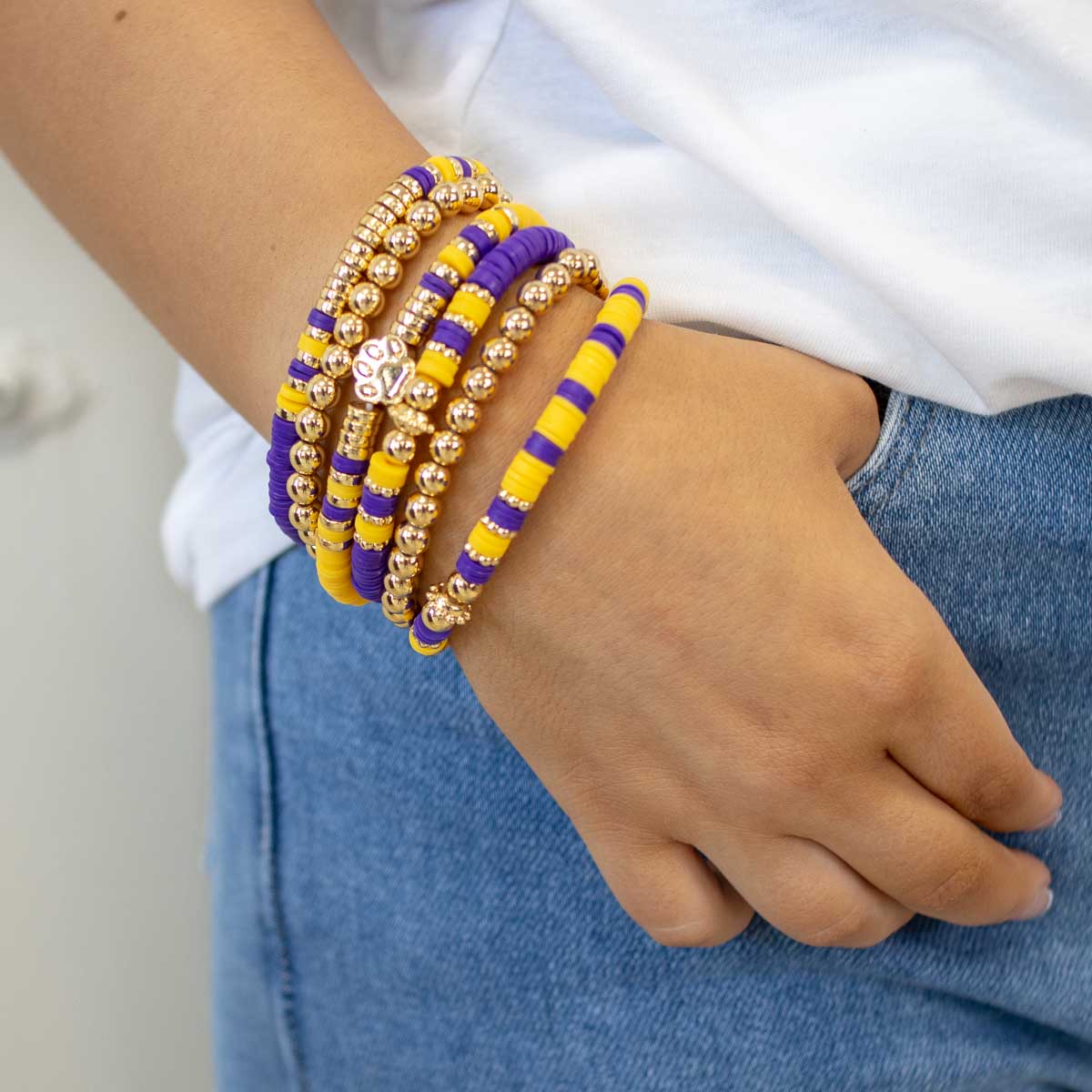 Bracelet Paw Print Bead Stack
