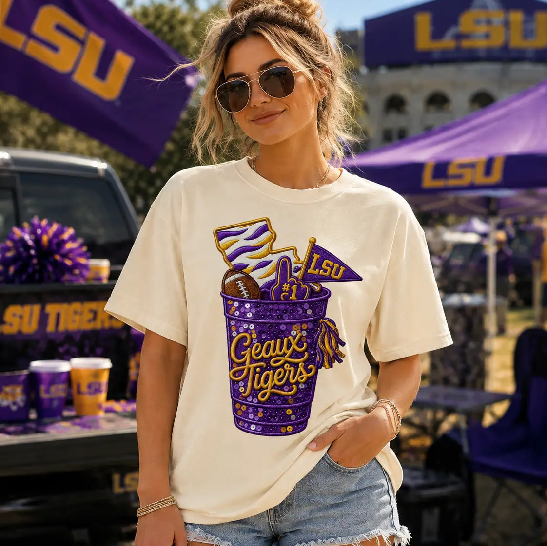 LSU Tigers T-Shirt Geaux Tigers Cup Gameday