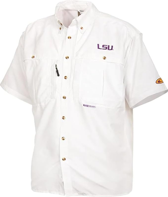 LSU Tigers Men's Shirt Drake Short-Sleeve Bright White – LSU Alumni Association Gift Shop