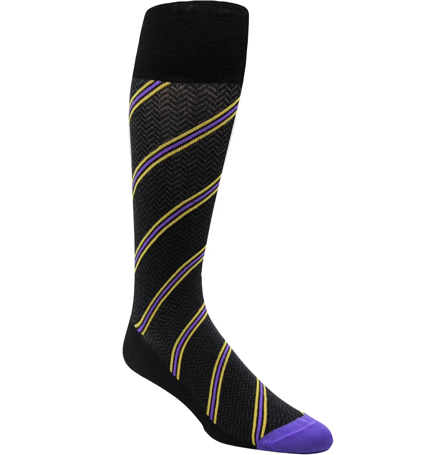 Men's Socks VKDG Black Purple and Gold Stripe