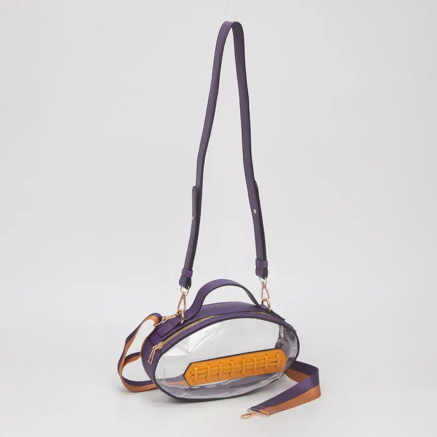 Bag Football Clear Purse Purple & Gold Songlily