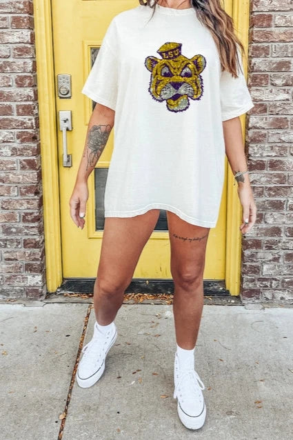 LSU Faux Sequin Glitter