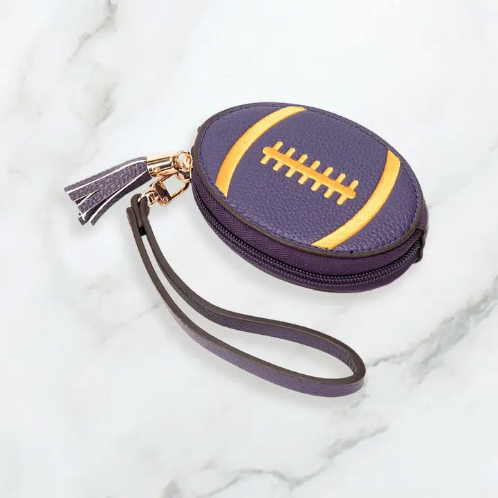 Coin Purse Bag Faux Pebble Round Zip Wrist Strap