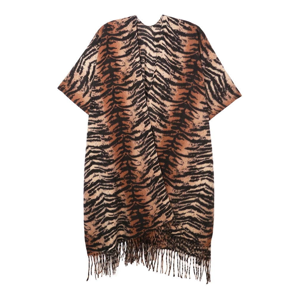 Kimono Poncho Brown Tiger Print