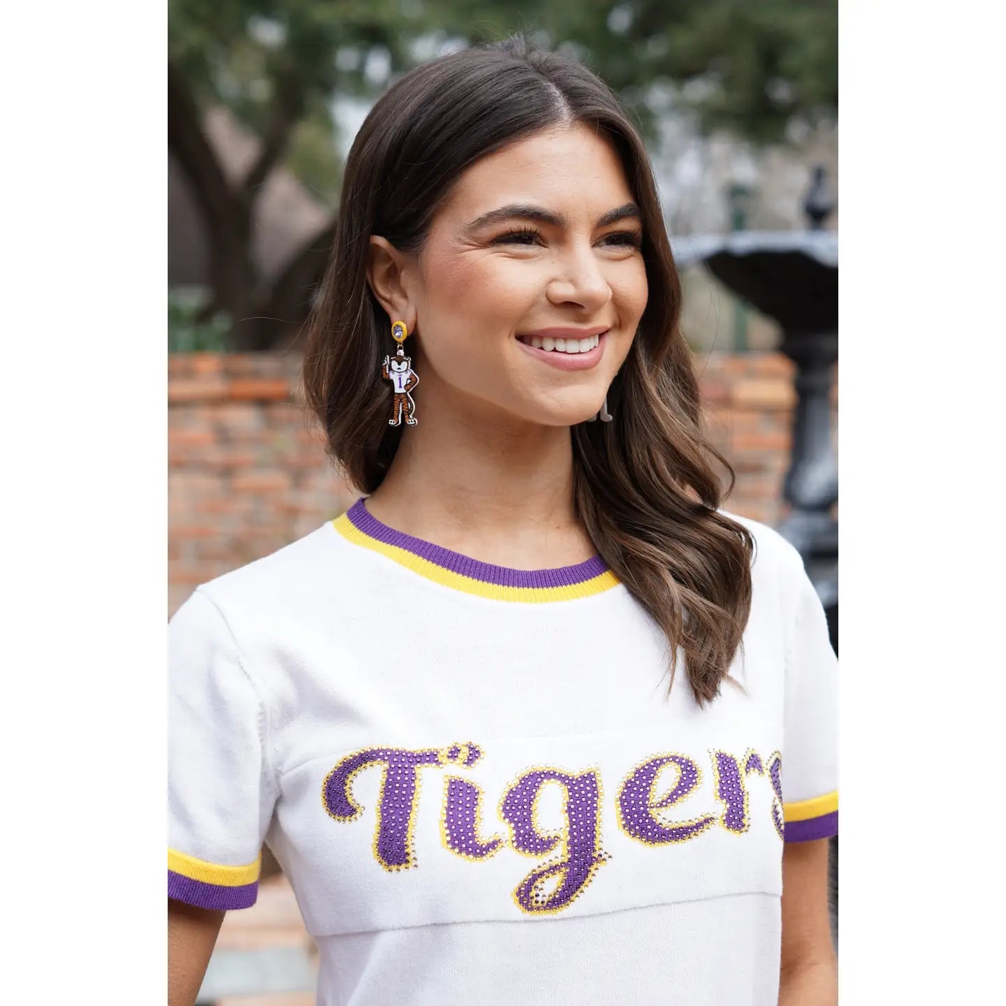 LSU Tigers Earrings Mike the Tiger Mascot Resin
