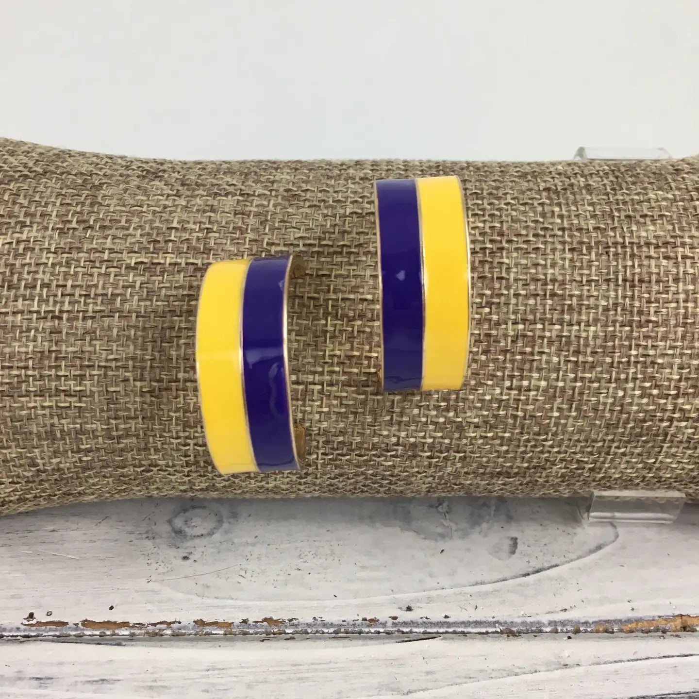 Earrings Two tone Hoop Purple and Gold