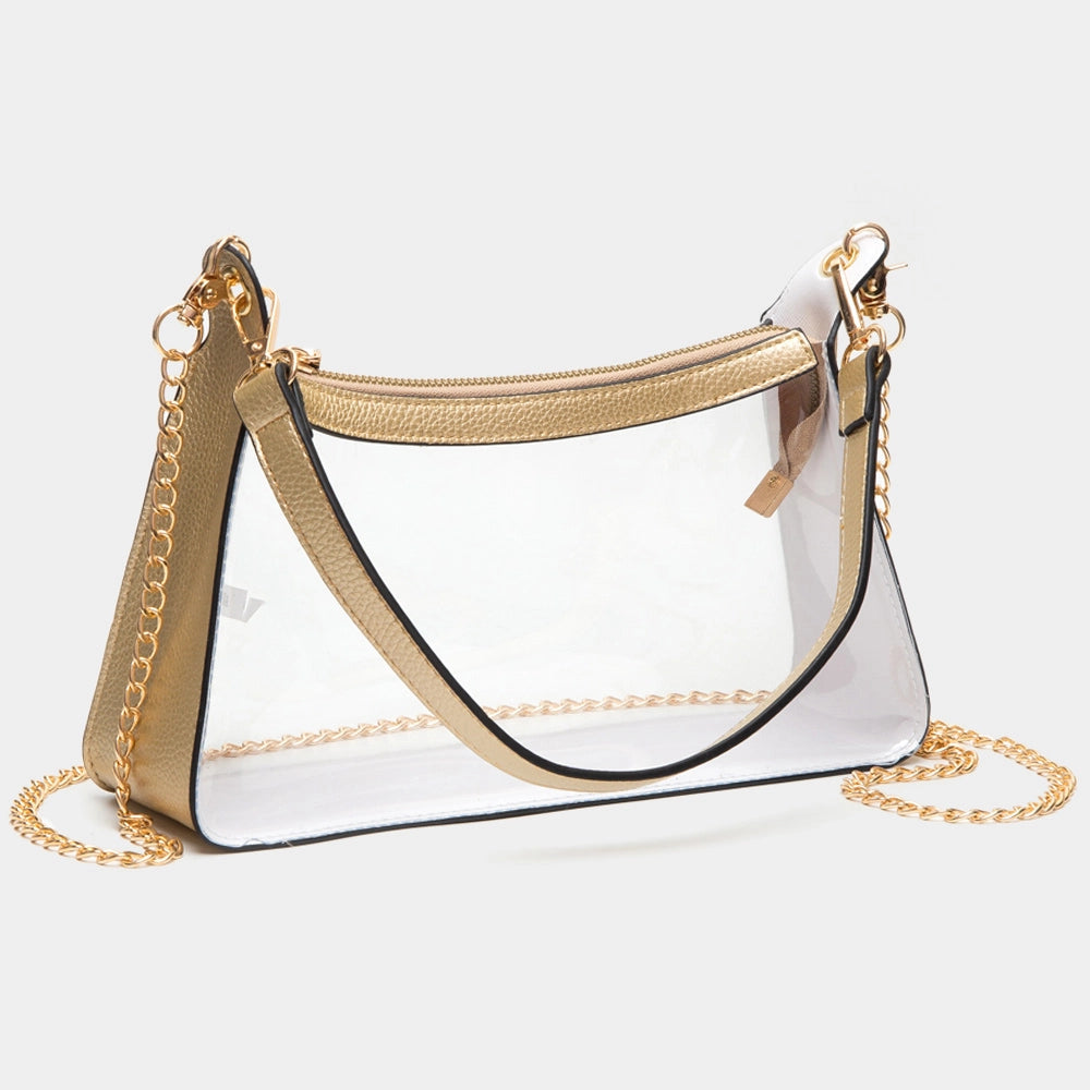 Bag Buckle Faux Leather Transparent Crossbody