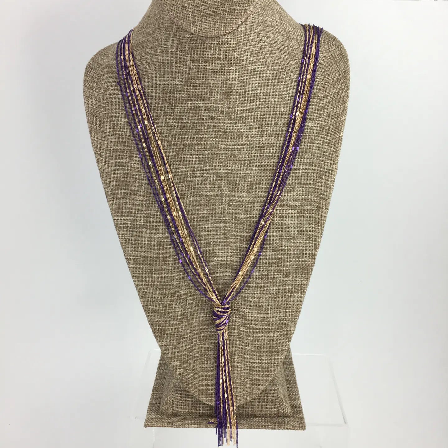 Necklace Purple & Gold Long Knot