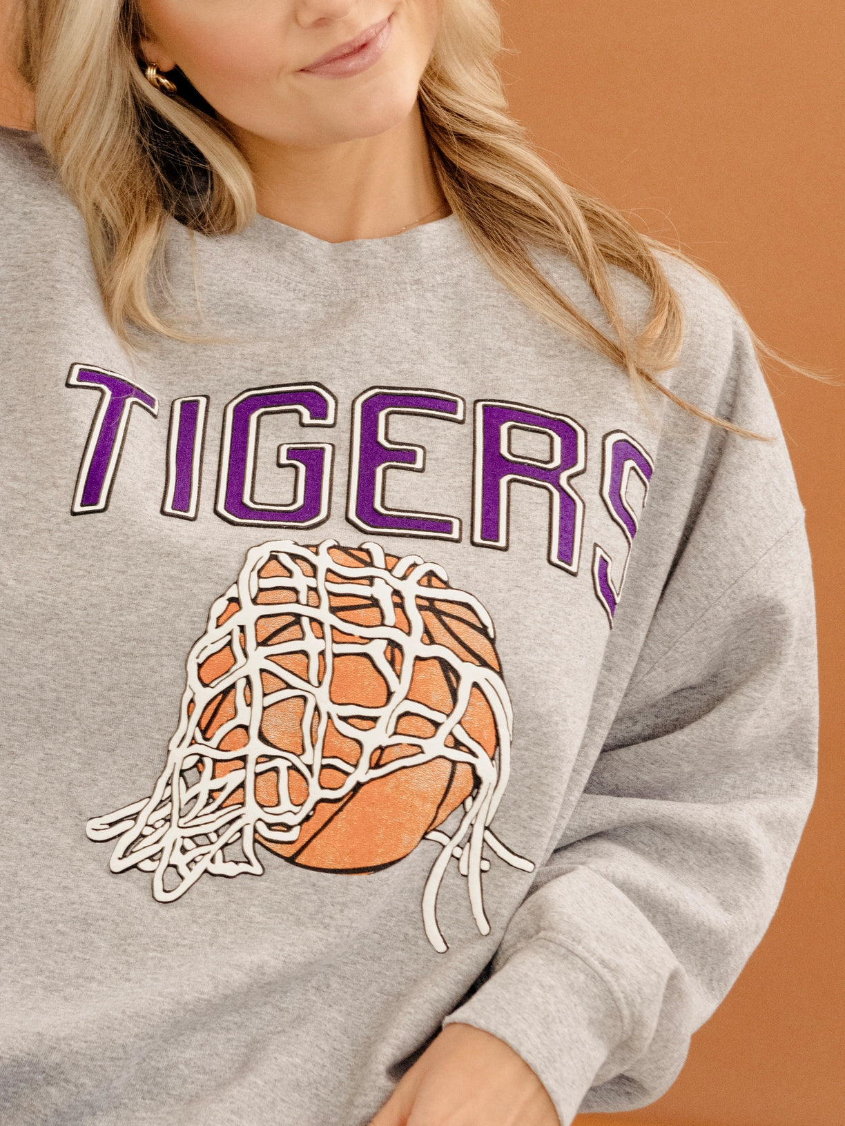 LSU Tigers Basketball Thrifted Sweatshirt Fling Puff Ink