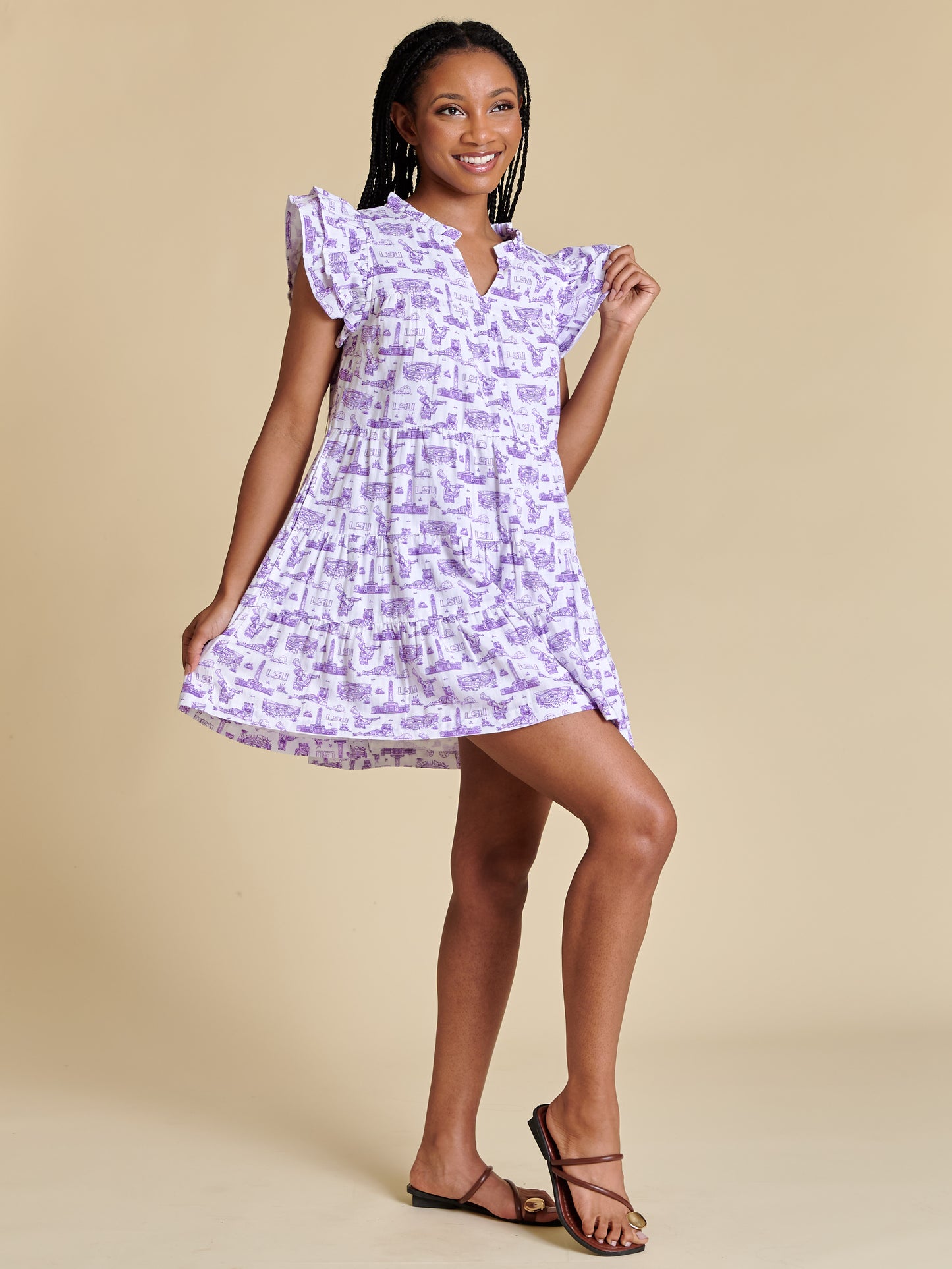 LSU Tigers Women's Flutter Sleeve Team Toile Dress