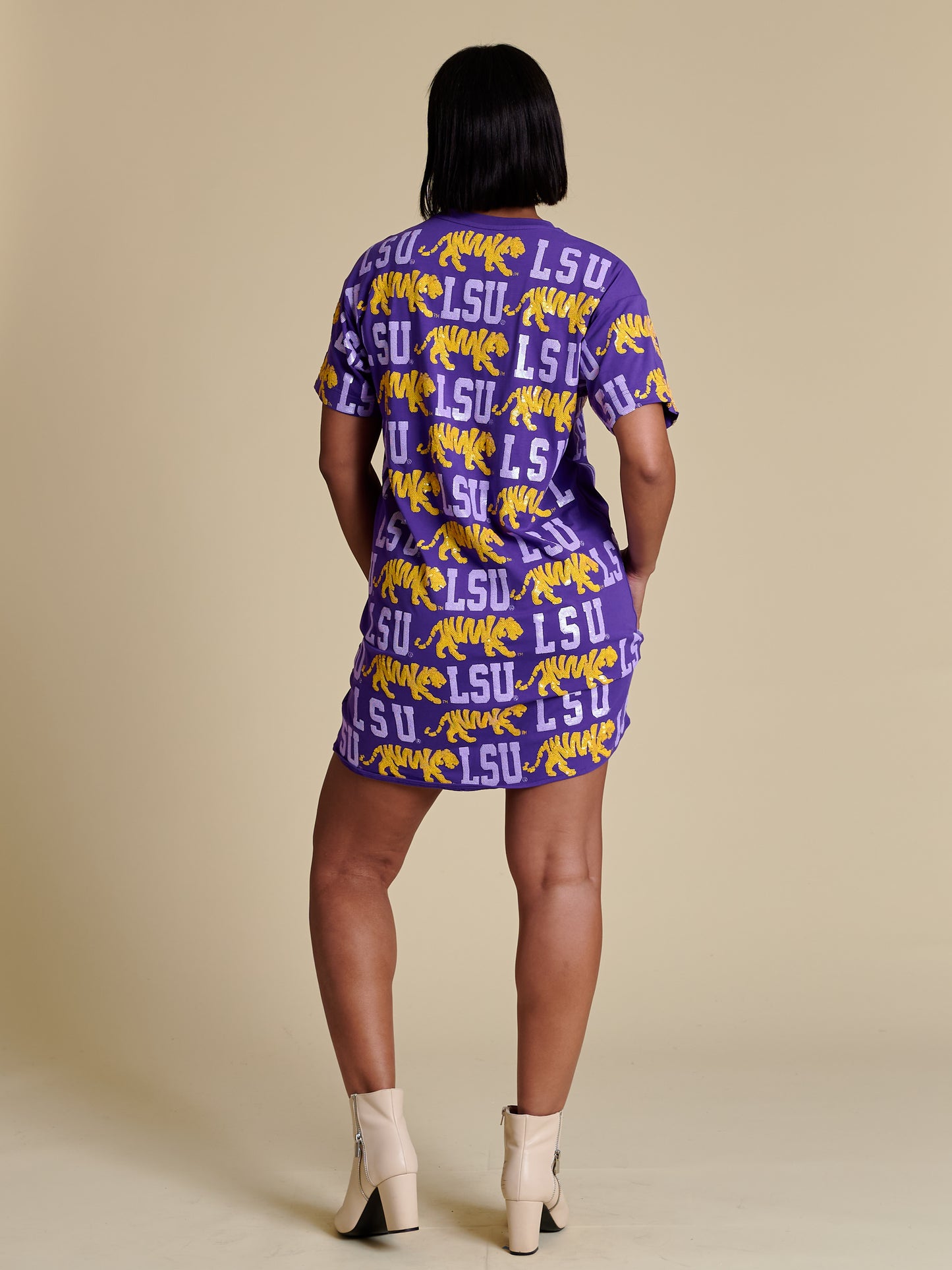 Dress Sequin Repeat T-Shirt Purple Walking Tiger