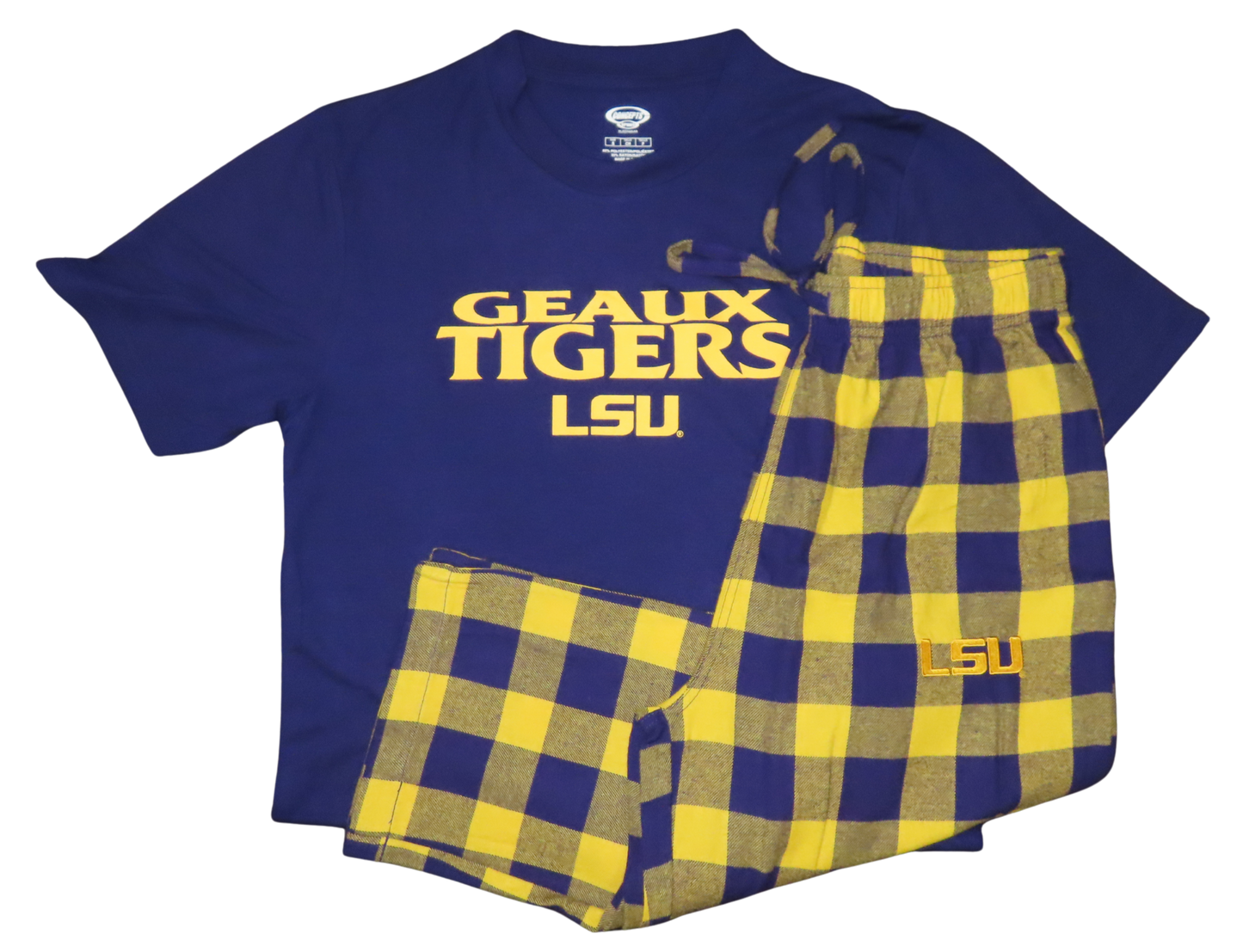 LSU Tigers Men's Avondale Pajama Set Short Sleeve Top and Pants