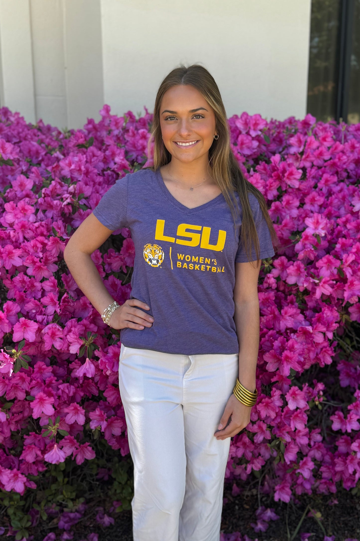 LSU Tigers Women's Basketball Purple Women's V-Neck T-Shirt