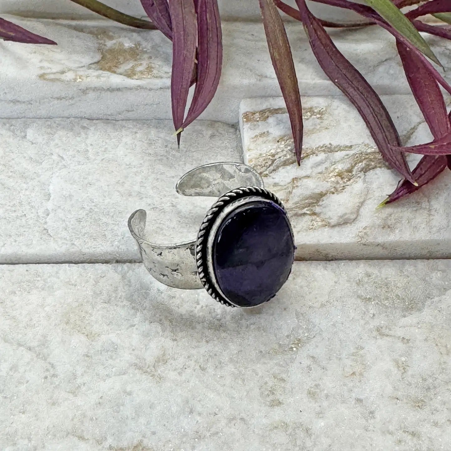 Ring Handcrafted Kashi semiprecious Amethyst