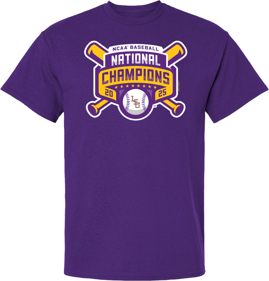 LSU Tigers 2025 Men's CWS Baseball National Champions Youth T-Shirt Bayou Apparel