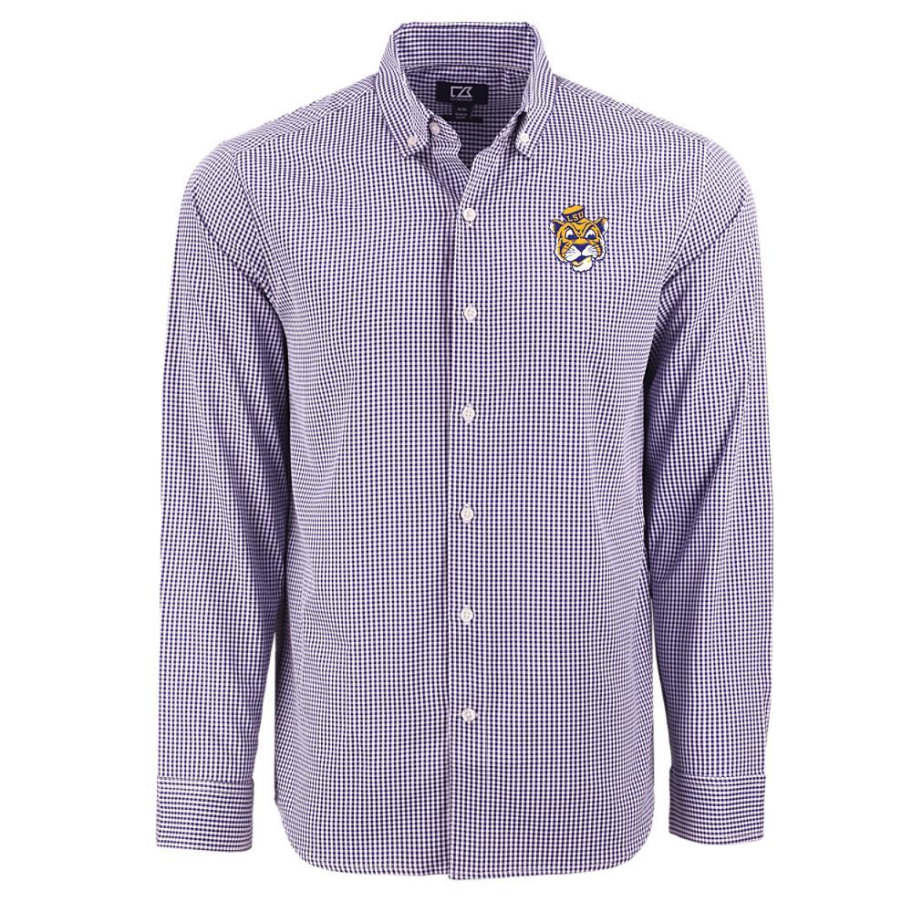 LSU Tigers Men's Cutter & Buck Gingham Skyline Shirt