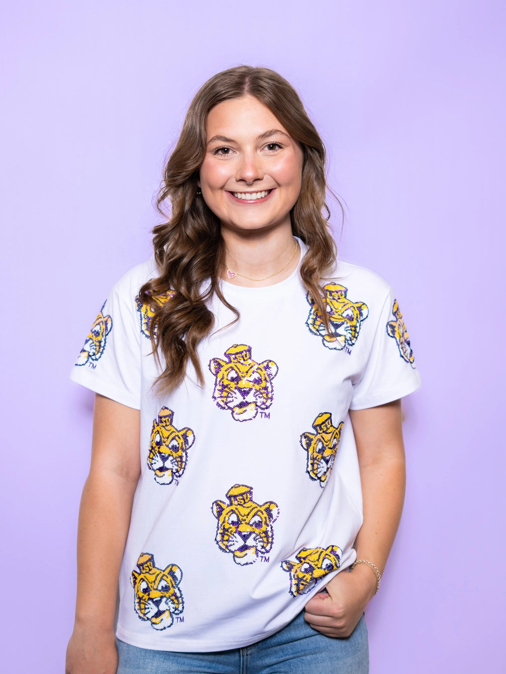 LSU Tigers Women's Top Scattererd Vintage Logo Top