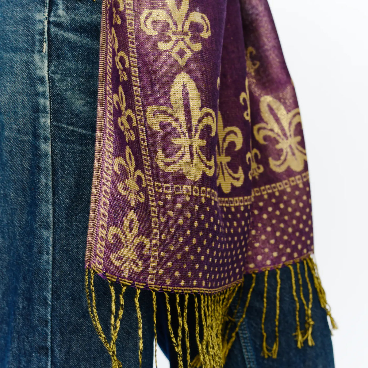 Pashmina Purple & Gold Fleur de Lis
