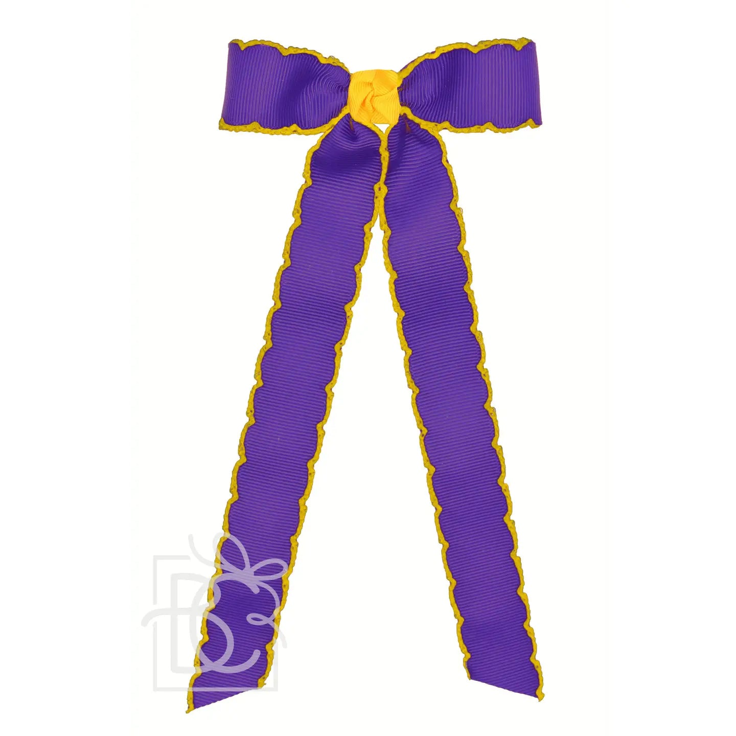 Hair Bow Moonstitch Two Tone Flat Streamer Purple & Yellow