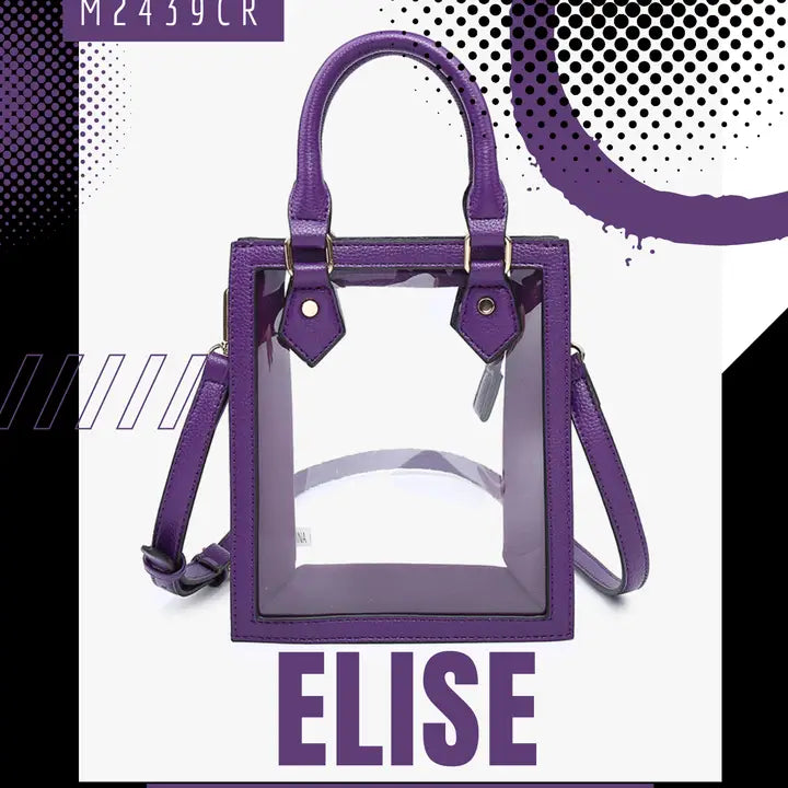 Bag Elise Rectangular Crossbody Dual Handles Purple