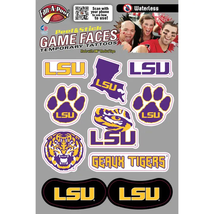 LSU Tigers Gameface Tatoos and Eye Black