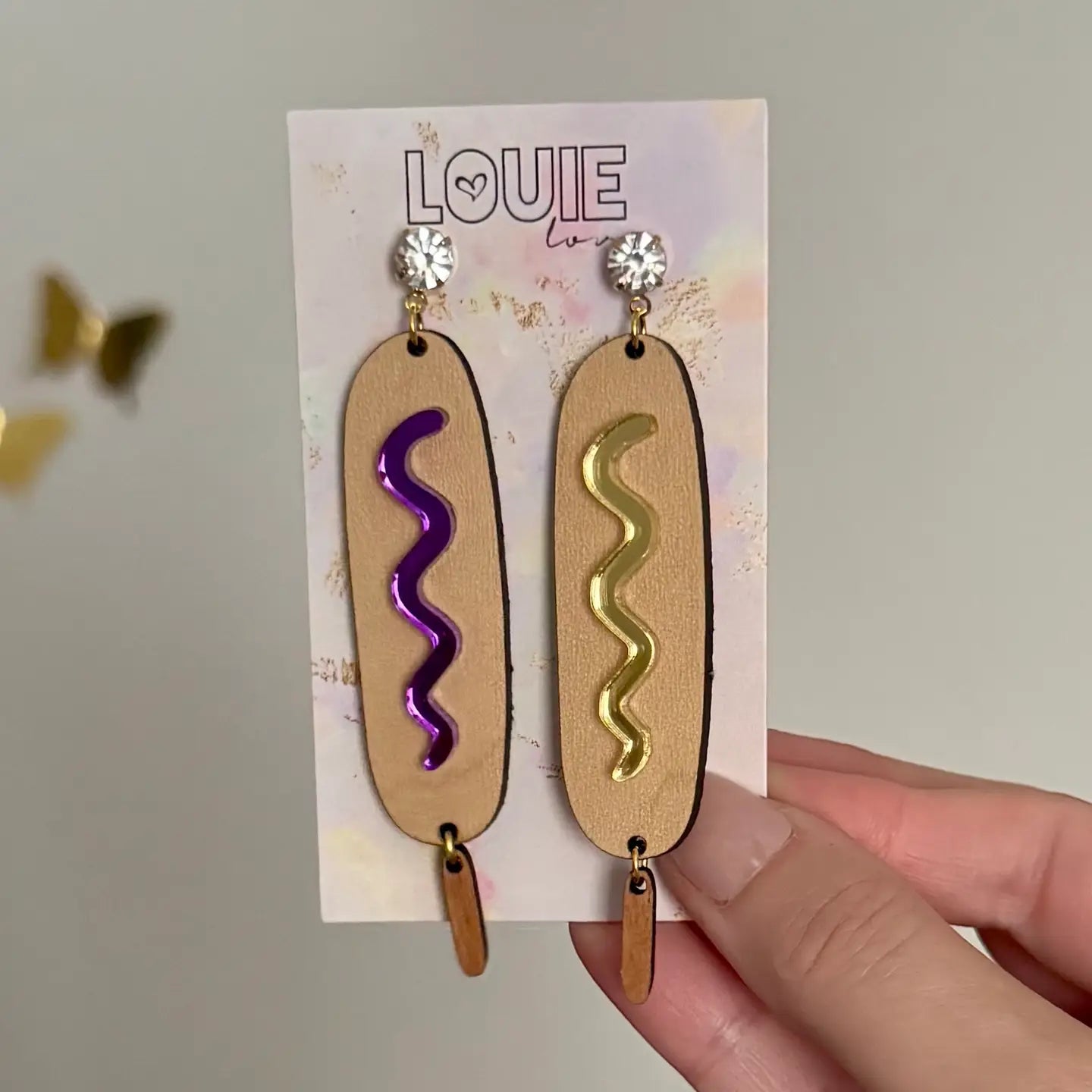 LSU Tigers Earrings Purple & Gold Corn Dog