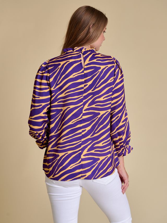 Women's Poly Ruffle 3/4 Sleeve Blouse