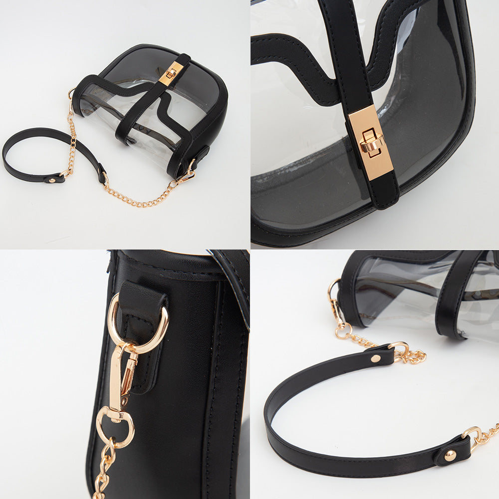 Bag Clear Transparent Saddle Gold