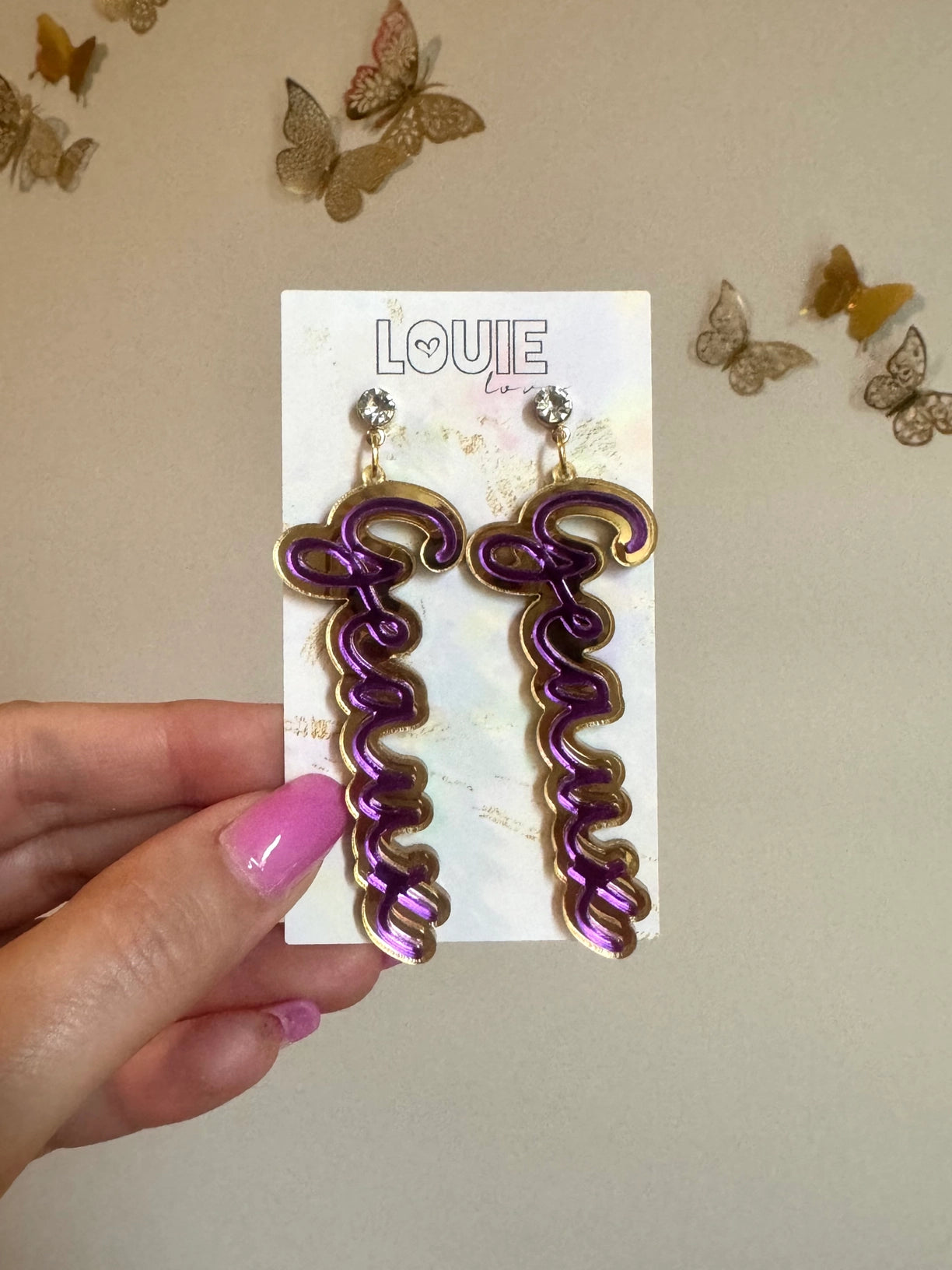 LSU Tigers Earrings Purple Acrylic Geaux