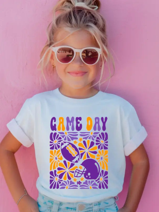 Kid's Gameday T-Shirt Floral Football Tigers