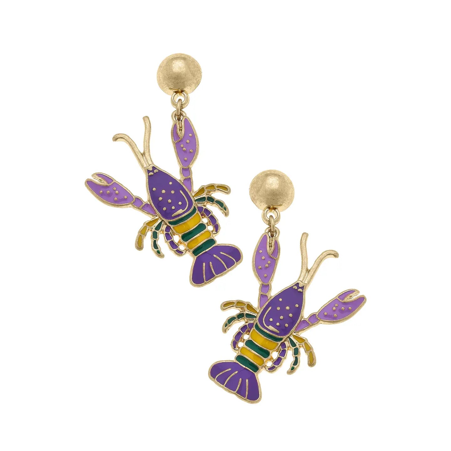 Earrings Mardi Gras Crawfish Statement