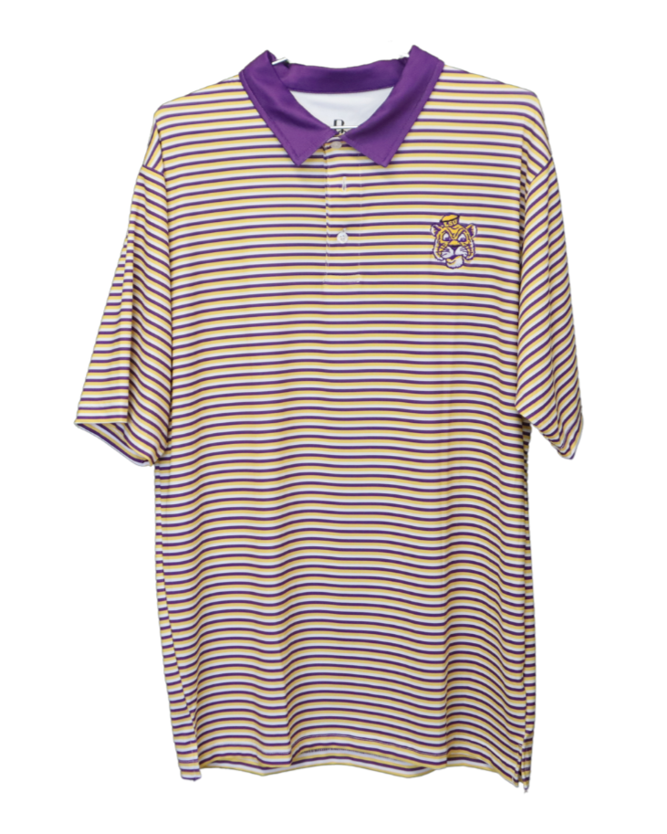 LSU Tigers Men's Polo Vault Purple Gold & White Stripe