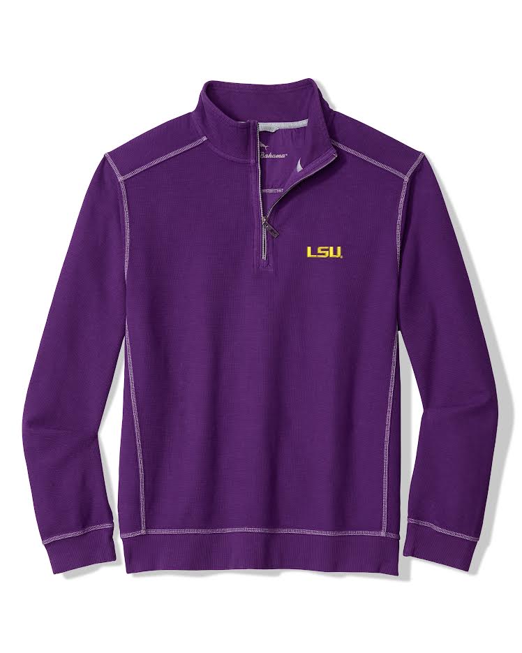 LSU Men's Tommy Bahama Collegiate Montego Beach Half-Zip Sweatshirt