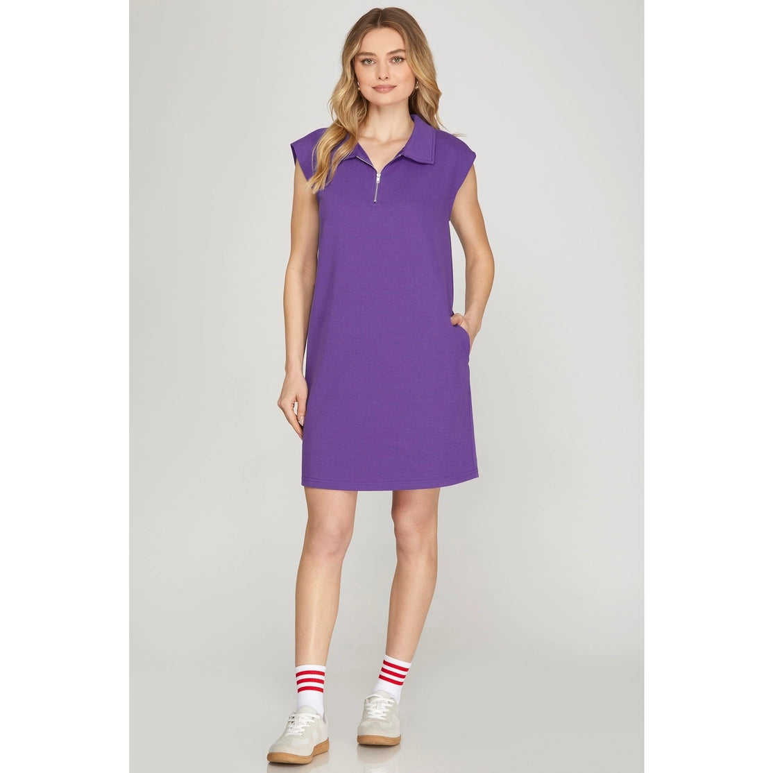 Women's Gameday Half Zip Knit Mini  Dress