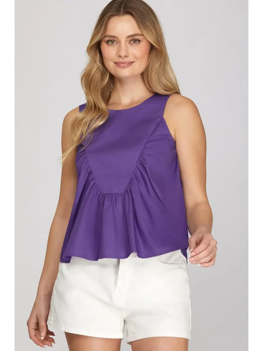 Women's Sleeveless Ruffle Sleeve Top
