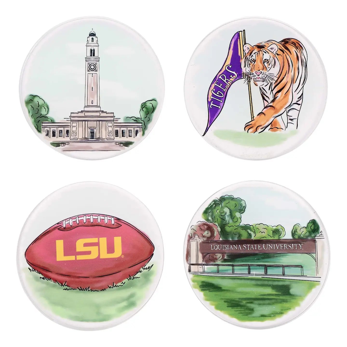 LSU Coaster Set of 4 Tiger Glory Haus