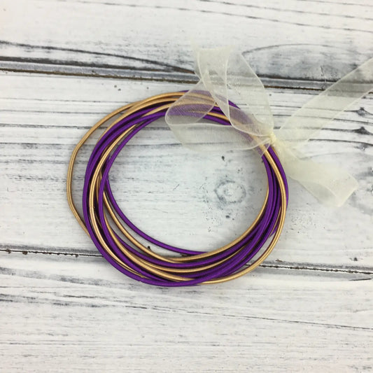Bracelet Purple & Gold Pearl Guitar Strings
