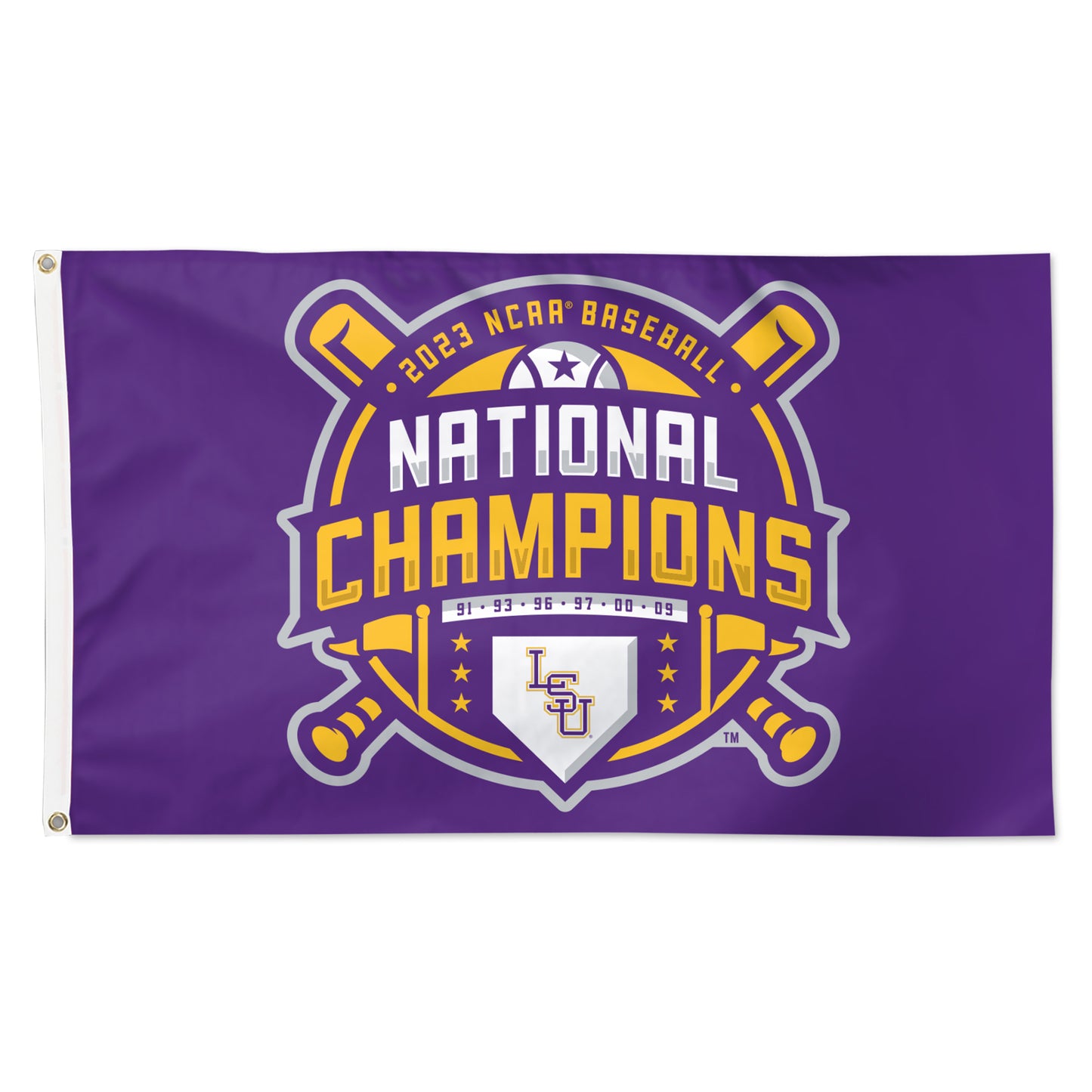 LSU Tigers 2023 CWS Champions Deluxe Flag 3x5