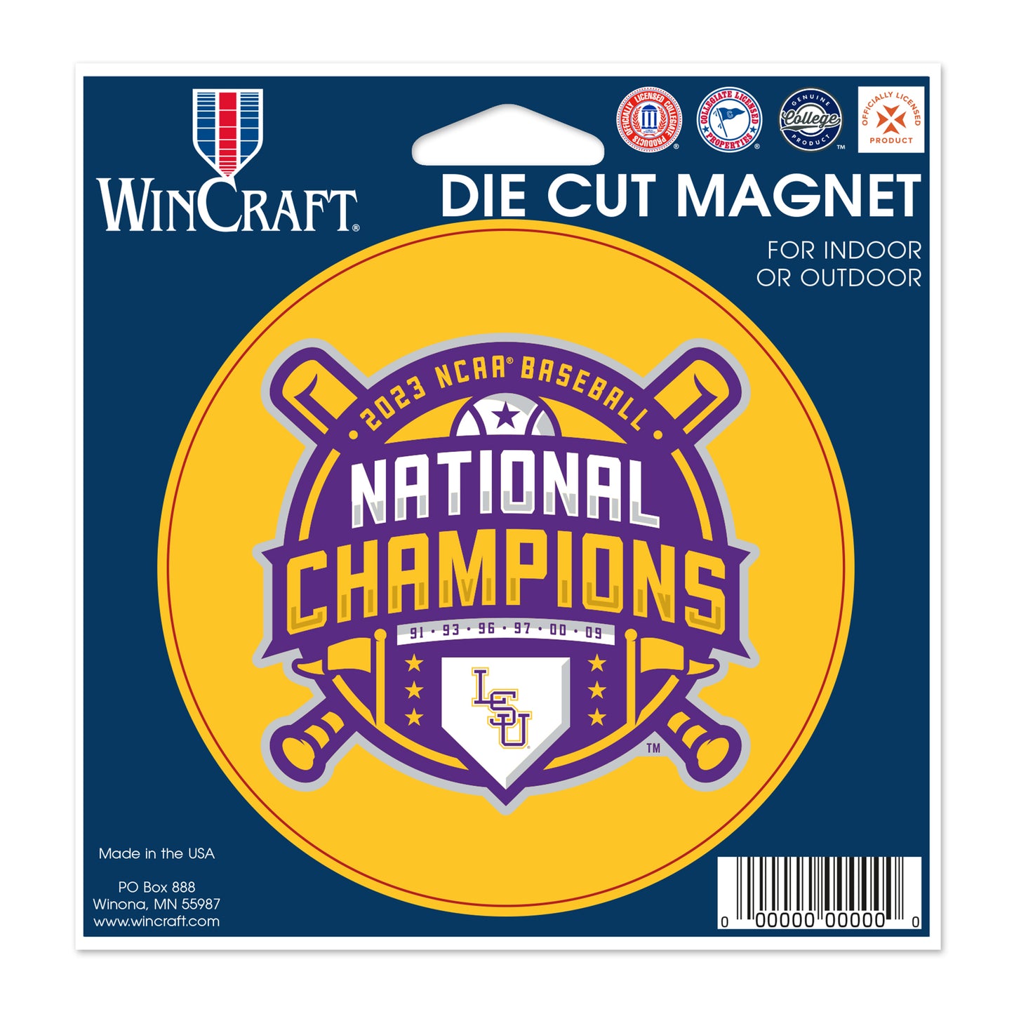 LSU Tigers 2023 CWS Champions Magnet Die Cut